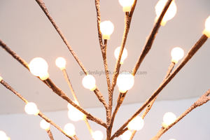 Pre-Lit Artificial Snowing <b>Twig</b> <b>Tree</b> with White Berries -<b>LED</b> Lighted Christmas Table Centerpiece for Home Dining Mantel Party - Product Image 3