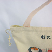Sac à déjeuner en toile à motif de dessin animé avec cordon de serrage, pochette bento japonaise, logo personnalisé, écologique, fournisseurs en gros, pour le bureau et les pique-niques