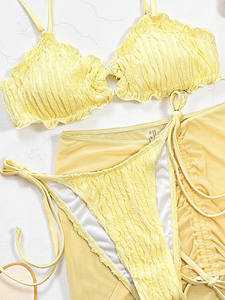 RUIQUWIN 2026 New Sexy <b>Bikini</b> Three Piece <b>Set</b> Solid Color String <b>Bikini</b> Quick Dry Breathable Eco-Friendly Front Swimsuit - Product Image 4