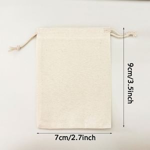 Sacs à cordon en coton pur avec logo personnalisé, 7x9cm, 5oz GSM, pochette en mousseline naturelle, sac à bijoux recyclable pour cadeau, artisanat, thé, bonbons - Product Image 3