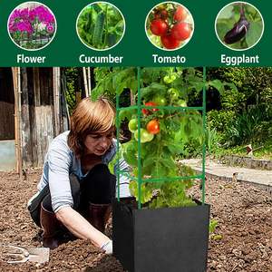 Sacs de culture de 17.7 gallons, 3 paquets de cages à tomates de jardin de 47x16x16 pouces, treillis carré de support de plantes pour pots de fleurs, jardinières - Product Image 4