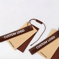 Étiquettes suspendues en papier multicouche avec logo personnalisé, cordon de sécurité, marron/beige, étiquettes de vêtements de luxe pour vêtements - respectueuses de l'environnement