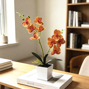 Fleur artificielle Paulon Phalaenopsis Orchidée 42 cm de haut en plastique souple, décoration de bureau pour la maison et accessoires de mariage - Product Image 1