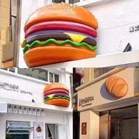 Escultura de Resina con Forma de Hamburguesa para Uso en Interiores y Exteriores, Letrero para Restaurante con Temática de Comida, Estatua con Tamaño Personalizado Realista