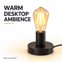 Base de lampe de bureau en métal noir, support d'ampoule E26 E27 avec cordon de 1,8 m, interrupteur marche/arrêt intégré 303, prise EU US pour chambre à coucher, café, bar, studio