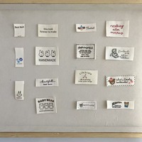 Label Kain Katun Tenun Motif Bunga, Label Kain Vintage dengan Kutipan untuk Menjahit DIY