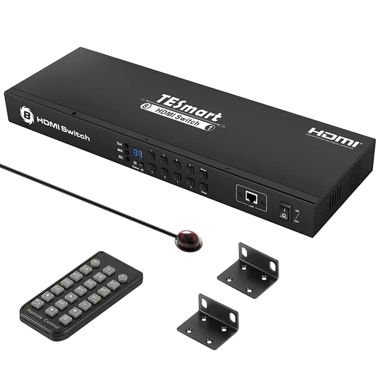 Tesmart 8 Poort Hdmi Schakelaar Ondersteuning 4K 30Hz Hot Plug Ir Rs232 Automatische Ingang Detectie Schakelaar 8X1 Hdmi Switcher