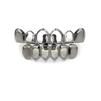 Gros Dents Grillz Ensemble Haut et Bas Capuchons Faux Dent Creux Grilles Dentaires Pour Hommes Femmes Cosplay Partie Corps Bijoux