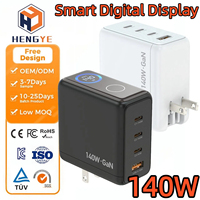Chargeur 140w GaN, chargeur mobile 140 watts, adaptateur secteur ultra fin, chargeur rapide PD3.1, bloc de charge 140w avec affichage intelligent