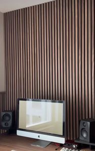 แผ่นผนังอะคูสติกโค้ง MDF ไม้ระแนงลาย 3 มิติ แผ่นปิดผิวแบบร่อง สำหรับบ้านและโรงแรม ดีไซน์แบบจำลอง 3 มิติ - Product Image 4