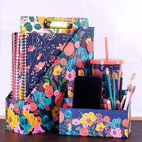 Qiao-ensemble d'accessoires de bureau personnalisés, fournitures de bureau, série de plantes tropicales, rangement de papeterie, en carton et en papier, accessoires