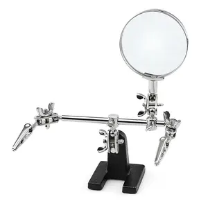 Adjustable Helping Hand Magnifier with Auxiliary Clips Holder Stand Rotatable Lens Three-hand Jewlery Welding Magnifying Glass