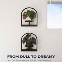 Décoration murale intérieure Art Déco en métal avec support pour plantes suspendues et étagères de fenêtre pour salon - Jardinières murales durables