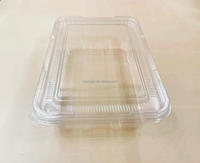 Boîte à gâteau carrée jetable en PET recyclé avec couvercle transparent, épaisseur 0,5 mm, pour aliments pour animaux de compagnie, avec couvercle à charnière et gaufrage