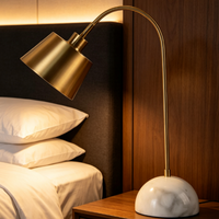 Lampe de lecture Edison moderne à intensité variable pour hôtels et salons, lampe de table en laiton avec base en marbre, abat-jour en métal, corps en fer, alimentation électrique