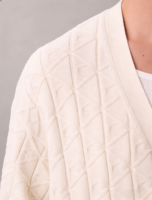 Cardigan en tricot col V personnalisé pour homme, 100 % coton, texture géométrique, boutonné, couleurs unies classiques pour le printemps et l'automne