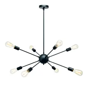 Люстры промышленные «Спутник», 8 подвесных ламп, чёрный винтажный потолочный светильник для кухни, столовой, гостиной