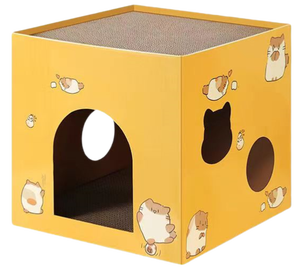 Árvore para Gatos Interna Sustentável e Moderna de Luxo, Casa para Gatos de Papelão com 2 Arranhadores de Papelão Ondulado para Escalar e Descansar - Product Image 1