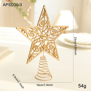 Luxurious <b>Gold</b> Iron Art <b>Christmas</b> <b>Tree</b> Topper Star Hollow Out Metal Star Topper for Xmas <b>Tree</b> Decor Holiday Home Party - Product Image 6