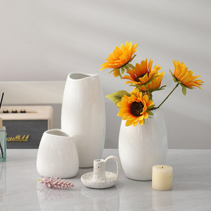 Jarrón de Cerámica Nórdico Creativo Rellenable <span class=keywords><strong>con</strong></span> Agua, Decoración Blanca, Jarrón Cónico <span class=keywords><strong>con</strong></span> Corte de Diamante Blanco Brillante para Craspedia Seca y <span class=keywords><strong>Eucalipto</strong></span> - Product Image 3