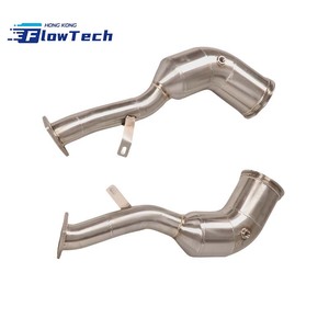 Downpipe FlowTech High Flow T304 en acier inoxydable pour Porsche Macan S GTS 2.9T 95B avec finition polie 200 cellules - Product Image 4