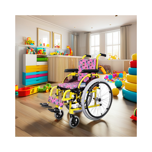 Sedia a Rotelle Manuale Pieghevole Leggera in Lega di Alluminio per Bambini con Freno a Mano, Cuscino Ispessito, Design Portatile per Bambini con Paralisi Cerebrale - Product Image 2