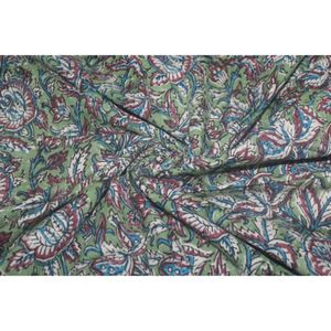 Tela de Algodón Estampada a Mano con un Hermoso Diseño de Hojas, Textil Artesanal Tradicional de Jaipur para Prendas Femeninas - Product Image 6