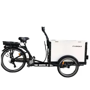 Vélo <span class=keywords><strong>cargo</strong></span> électrique à 3 roues boîte avant avec couvercle supérieur pour livraison de nourriture pizza/café version professionnelle UB9019BW - Product Image 1