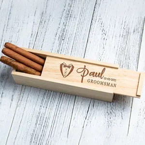 Kleine Massivholz Zigarre Lagerung billige Hochzeits geschenk Schiebe deckel benutzer definierte Größe Logo Paket Holz Geschenk boxen