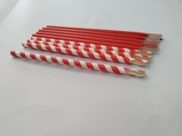8x200mm Durable Bande Rouge Biodégradable Smoothie Bulle Thé Cuillère Tête Papier Paille