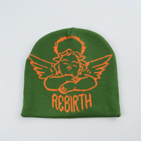Bonnets en acrylique jacquard personnalisés avec logo, motif tricoté imprimé personnalisé pour unisexe, nœuds réversibles de haute qualité, motif de personnage