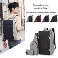 Mochila para portátil informal personalizada de 3 piezas, mochila impermeable para la escuela, mochila para computadora, mochila Oxford para negocios, juego de mochilas para portátil con USB