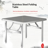 Table pliante robuste en acier inoxydable, portable, pour barbecue et repas en extérieur, stand commercial, marché nocturne