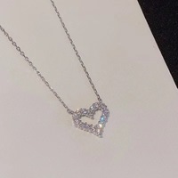 Nouveau collier pendentif en zircon en forme de cœur coréen, tempérament classique, corde, mariage, anniversaire, alliage de zinc plaqué argent