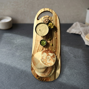 Bandeja de Servir de Madera Ecológica con Grabado Vintage Estilo Europeo, Bandeja Larga Decorativa para Mesa, para Aperitivos, Bebidas, Fiestas - Product Image 1