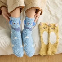 Baleine en vrac 3D microfibre vente en gros chaussettes chaudes et épaisses personnalisé dessin animé flou mignon Animal chaussettes de sol pour femmes filles