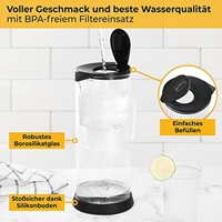 Carafe filtrante en verre Bluetech avec compteur d'eau LED 3L |   Cartouche de remplacement compatible avec les marques générales