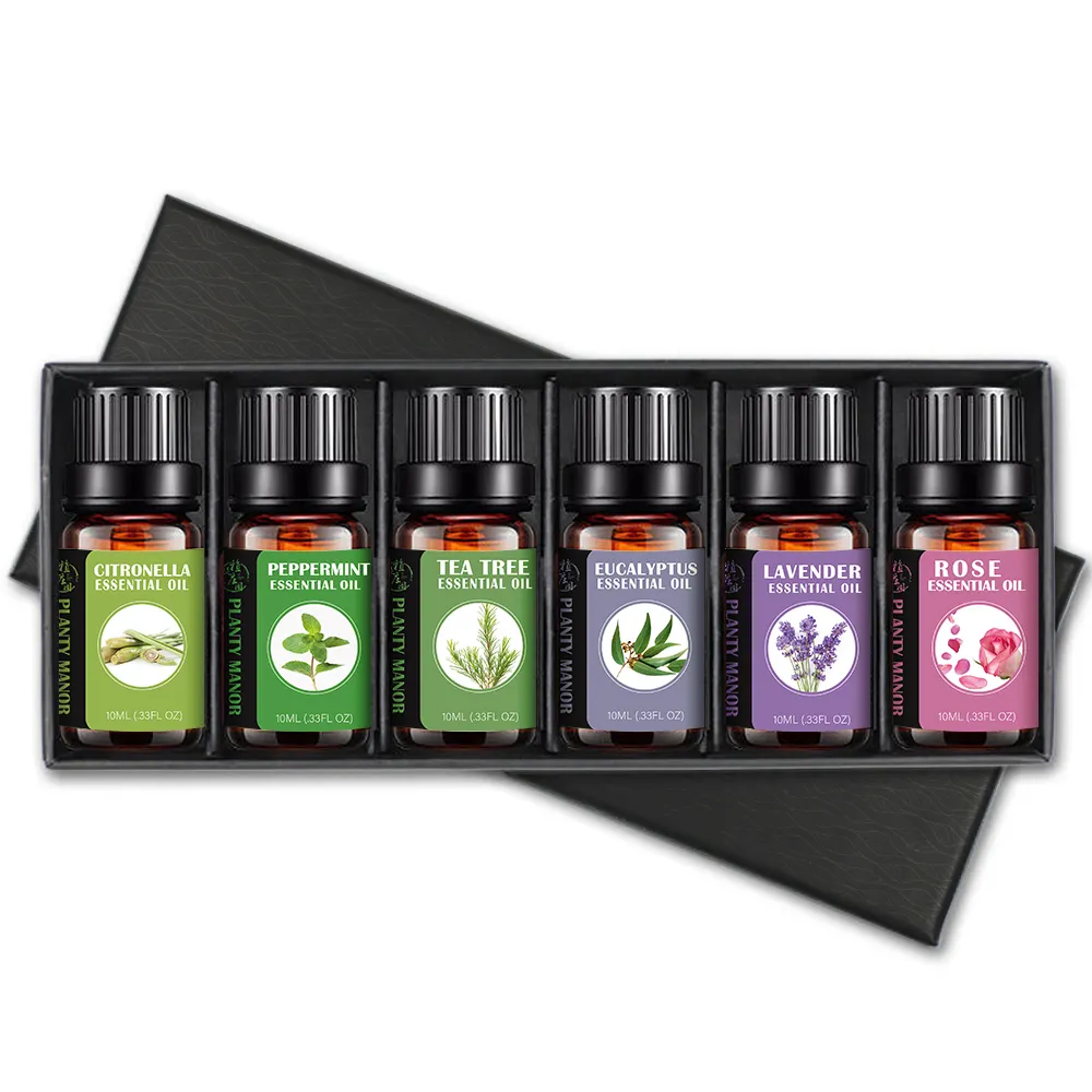 Conjunto de óleos essenciais de lavanda, óleos orgânicos de lavanda, eucalipto, rosa, perfume, aromaterapia orgânica, aroma essencial
