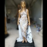 Sculpture de statue d'ange en bronze de femme nue en métal grandeur nature pour jardin extérieur