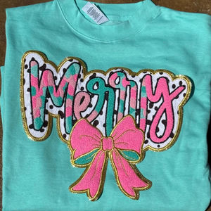 2025 새로운 사용자 정의 활 큰 메리와 밝은 크리스마스 반짝이 스팽글 자수 편지 자체 접착 의류 패치에 철 - Product Image 6