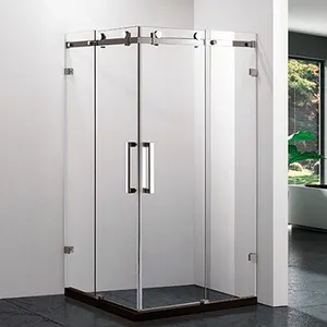 无框钢化玻璃淋浴门时尚简约浴室外壳家用不锈钢淋浴滑动门