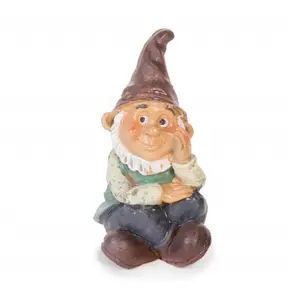 Polyresin/reçine bahçe cüce minyatür peri bahçe cüce Gnome seti küçük uyku cüce, oturan küçük adam, kuş şapka Gnome