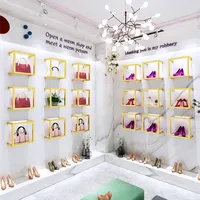 Guangzhou Fashion Shoe Handbag Fit Out Design Shoe Rack Handbag Shop Fittings Display Wall-Mounted Shoes Rack