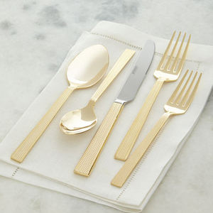 Ensemble de couverts en laiton de 5 pièces avec poignée en bambou - Product Image 5