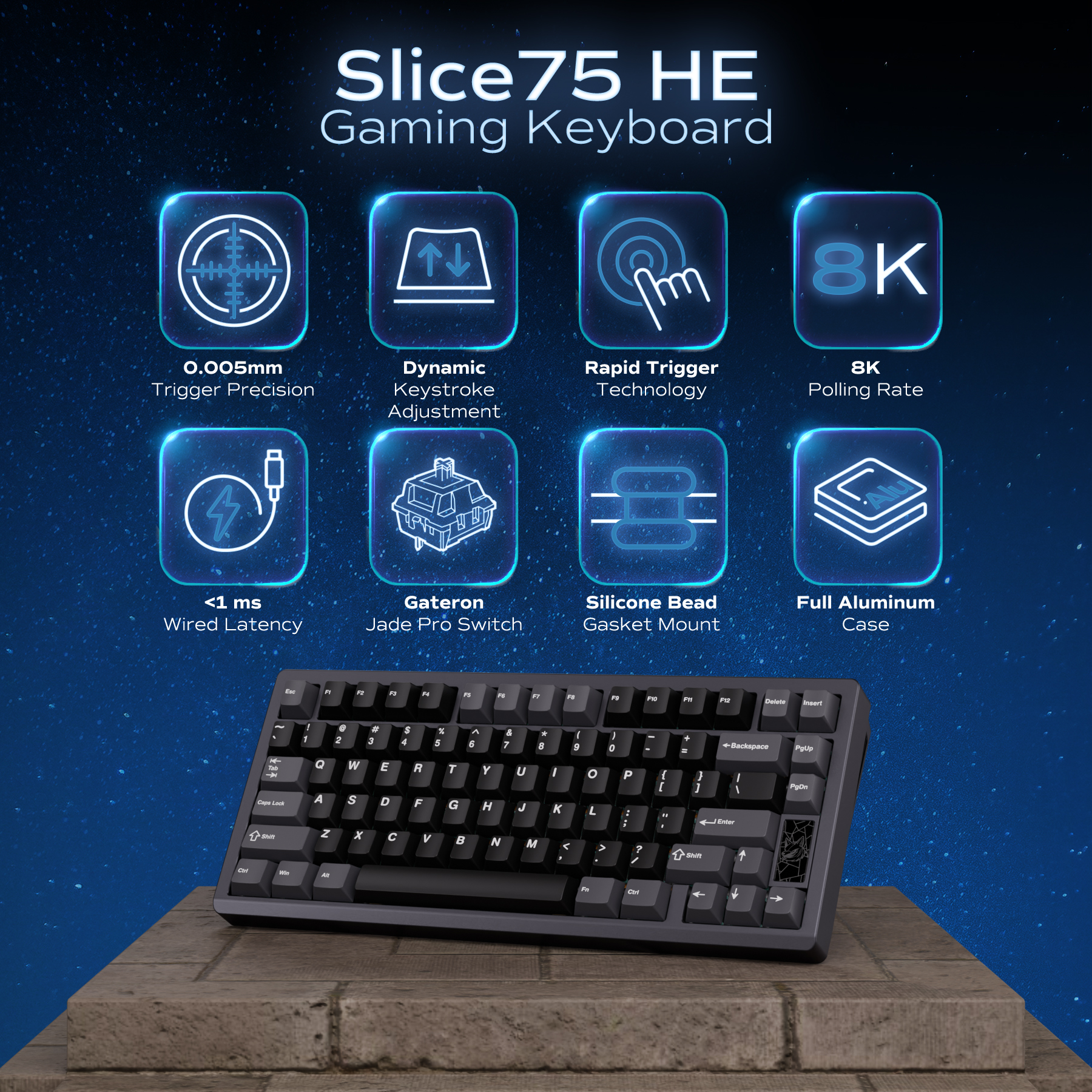 Chilkey Slice75 HE 75% Hall Effect Aluminum Gaming Magnetic