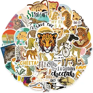 50PCS selva animais legal leopardo decalques dos desenhos animados chita adesivo