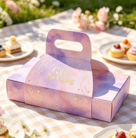 Schokoladen-Keks-Bäckerei-Verpackung Dessert-Gebäck-Mondkuchen-Cupcake-Papiergeschenkbox mit Griff, Party-Dessert-Donut-Papierbox