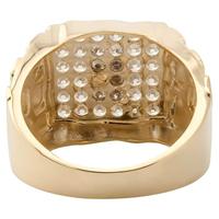 Religiöser Statement Unisex-Ring in Goldton mit Arabischem Symbol, Vollbesetzt mit Zirkonia, Quadratische Oberseite, Anpassbar, Großhandel Fingerschmuck