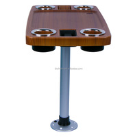 Ensemble de table pour bateau marin avec pièce à piston - 18"x34" - Pied de table amovible pour bateau ponton - 4 porte-gobelets et 2 supports pour téléphone