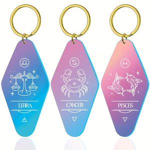 Llavero de 12 Constelaciones con Láser que Cambia de Color, Diseño Retro de Signos Zodiacales, Llavero Acrílico con Horóscopo - Product Image 4